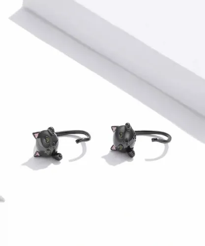 KOLCZYKI srebrne Koty z ogonem Srebro 925 czarne na Arena.pl