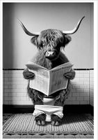 PLAKAT BEZ RAMY do Łazienki WC Toalety ŻUBR NA KIBLU bizon P2622_40x50