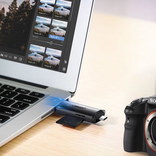 Uniwersalny czytnik kart SD micro SD na USB 3.0 i USB-C 3.0 szary na Arena.pl