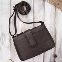 torebka damska skórzana na ramię mała miejska ciemnobrązowa