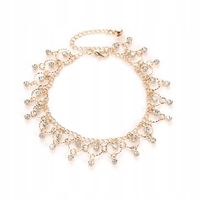 Śliczna Bransoletka Na Nogę Ozdobna Cyrkonie Dzwonek jak Złota Cekinki Hit