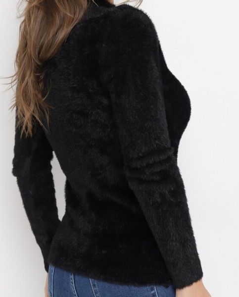 Damski sweter z półgolfem półgolf klasyczny typu alpaka UNI S,M czarny zdjęcie 2