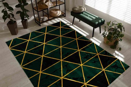 RUG/LU/ESTEMA/MARBLETRIANGLES/BOTTLEGREEN+GOLD/140x190 na Arena.pl