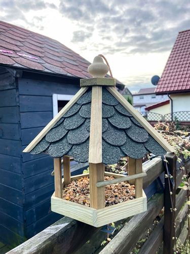 DUŻY KARMNIK DLA DZIKICH PTAKÓW SOLIDNY DOMEK BUDKA NA KARMA ZIARNO XXL na Arena.pl