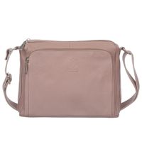 VERA PELLE torebka damska skórzana listonoszka z paskiem V535 c.różowa