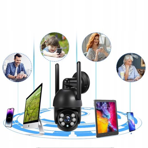 Zewnętrzna Kamera IP WiFi 8MP TUYA Ultra HD 4K ZOOM Z MIKROFONEM SD CZARNA na Arena.pl