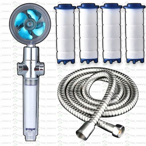 OSZCZĘDNA TURBO SŁUCHAWKA PRYSZNICOWA Z TURBINĄ WENTYLATOREM +WĄŻ+4xFILTR na Arena.pl