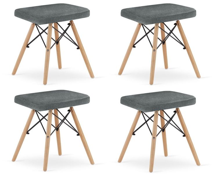 Taboret WERK - szary materiał / nogi naturalne x 4 zdjęcie 1