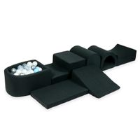 Największy piankowy plac zabaw z basenem micro grafitowy + 100 piłek (srebrne, jasny błękit, perła, przezroczyste)