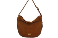 Duża torebka zamszowa na ramię - Brązowa jasna