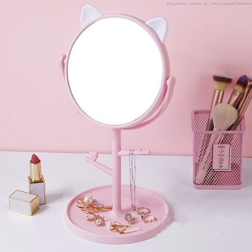 Lusterko lustro kosmetyczne stojące różowe kotek na Arena.pl