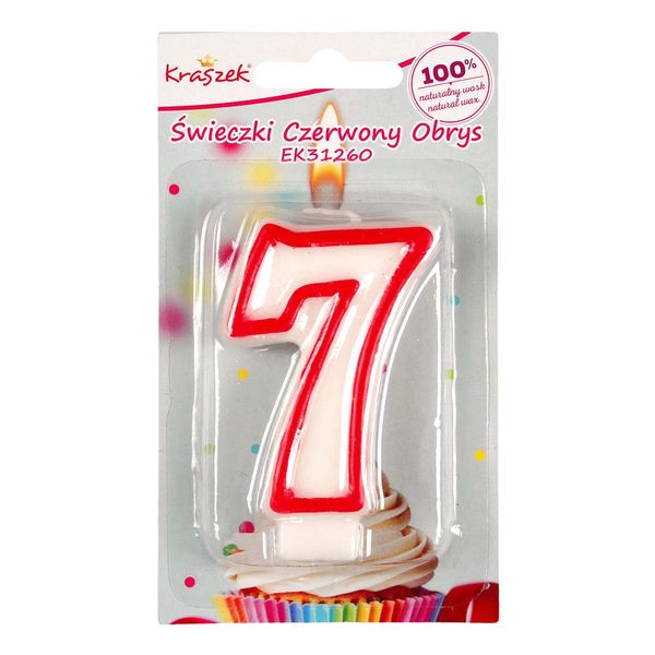 świeczka czerwony obrys "7" zdjęcie 1
