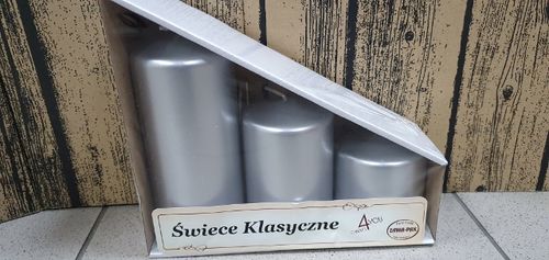 świeca walec SREBRNA 70/100/150mm na Arena.pl