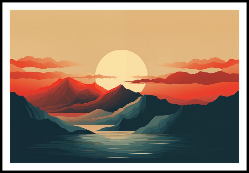 Plakat 91,5x61cm Zachód Słońca nad Górami zdjęcie 3