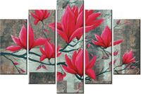 100CM 150CM OBRAZ 5 ELEM FUKSJOWA MAGNOLIA ŚCIENNY