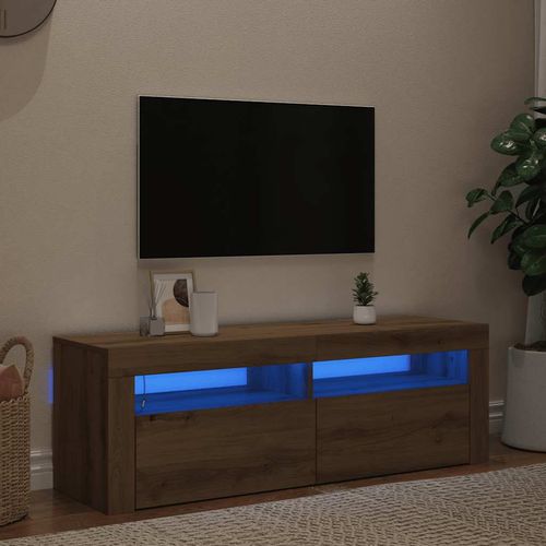 Szafka pod TV z oświetleniem LED, dąb artisan, 120x35x40 cm na Arena.pl
