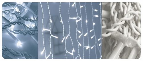 LAMPKI ŚWIĄTECZNE SOPLE Girlanda Świetlna Kurtyna 500 LED Zimny biały na Arena.pl