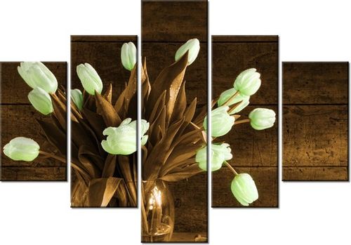 70 100CM OBRAZ 5 ELEM KONTRASTOWY BUKIET DRUK PŁÓTNO na Arena.pl