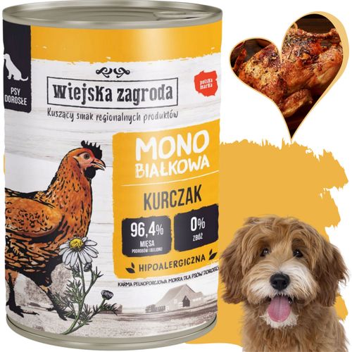 mokra karma dla psa kurczak 400g monoproteinowa wiejska zagroda na alergię na Arena.pl