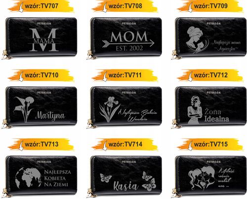 Portfel damski skórzany czarny GRAWER personalizowany prezent twój napis na Arena.pl