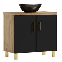 Szafka łazienkowa ROCO 50 dąb craft złoty/czarny z umywalką Eliza C (W5)