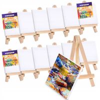 SZTALUGA MALARSKA Z PŁÓTNEM MINI DREWNIANA PŁÓTNO MALARSKIE ZESTAW 10szt