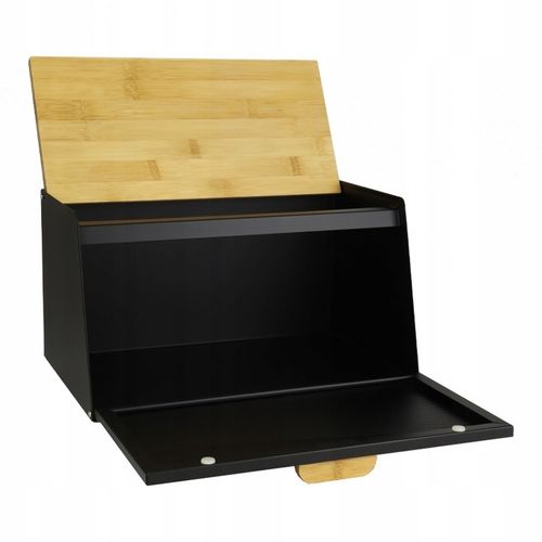 DUŻY CHLEBAK METALOWY Z DESKĄ POJEMNIK NA PIECZYWO CHLEB CZARNY BAMBUSOWY na Arena.pl