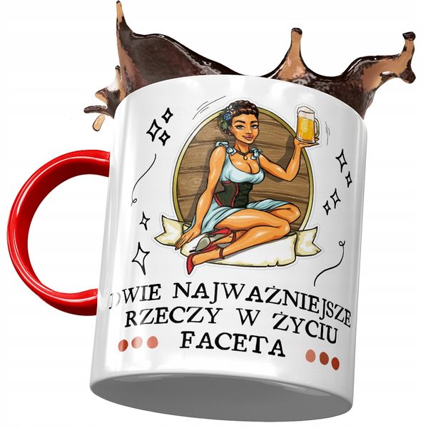Kubek Czerwony Śmieszny Najważniejsze Rzeczy Życia Z Nadrukiem Ze Zdjęciem zdjęcie 1