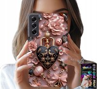 ETUI DO SAMSUNG GALAXY S22 - KOBIECE WZORY KŁÓDKA SERCE CASE + SZKŁO