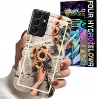 ETUI CASE DO SAMSUNG S21 ULTRA - SŁONECZNIK KWIATY DLA KOBIET PLECK + FOLIA