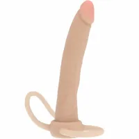 toyjoy get real double trouble silikonowy system analny 16 cm beżowy