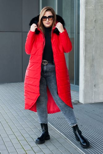 Zjawiskowa czerwona kurtka, idealna na zimę Kz-01, z kapturem Rozmiar - XXXL na Arena.pl