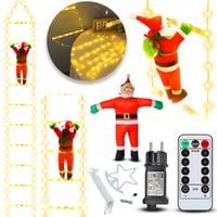 ŚWIĄTECZNA DEKORACJA LED MIKOŁAJ WSPINAJĄCY SIĘ PO DRABINIE ŚWIECĄCY 230cm