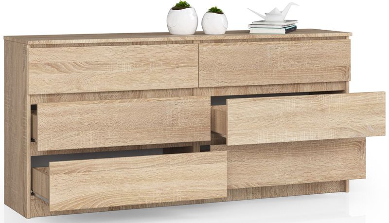 KOMODA K 160 cm 6 SZUFLAD DĄB SONOMA zdjęcie 2