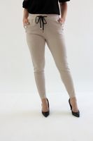 Simili Spodnie Damskie ze Złotymi Guziczkami Beżowe 1