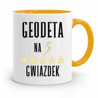 Kubek Żółty Geodety Geodeta Na 5 Gwiazdek Prezent Z Nadrukiem Ze Zdjęciem
