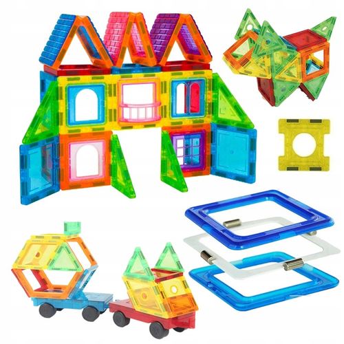 Klocki magnetyczne duże konstrukcyjne 3D zestaw 212 elementów Magnetic -S- na Arena.pl