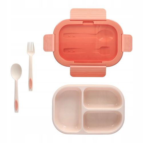 LUNCHBOX 3 PRZEGRÓDKI SZTUĆCE LUNCH BOX POJEMNIK ŚNIADANIE ŚNIADANIÓWKA na Arena.pl