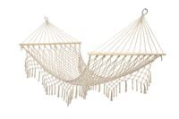 Hamak Ogrodowy Siatka Makrama Wiszący Leżak Boho Frędzle 200 cm Ecru Duży