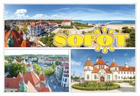 Sopot żółty napis - magnes szklany