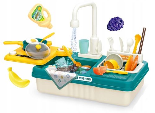 ZLEW ZLEWOZMYWAK kuchenka kuchnia dla dzieci palnik kran z wodą GARNKI 31el na Arena.pl