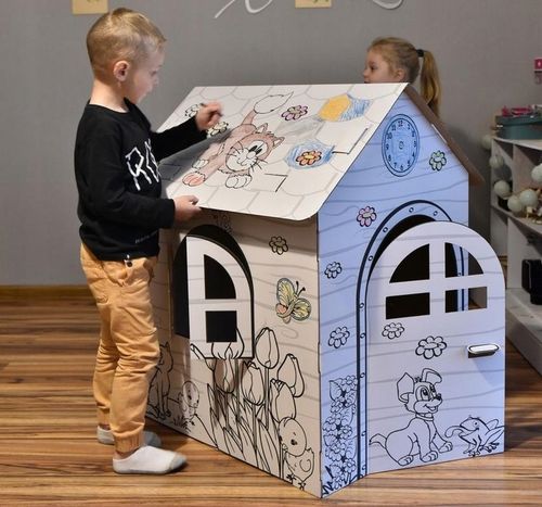 DOMEK Z TEKTURY KARTONOWA KOLOROWANKA DO MALOWANIA na Arena.pl