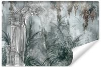 Fototapeta Do Salonu Liście Tropikalne Rośliny Kolumny Beton 400cm x 280cm