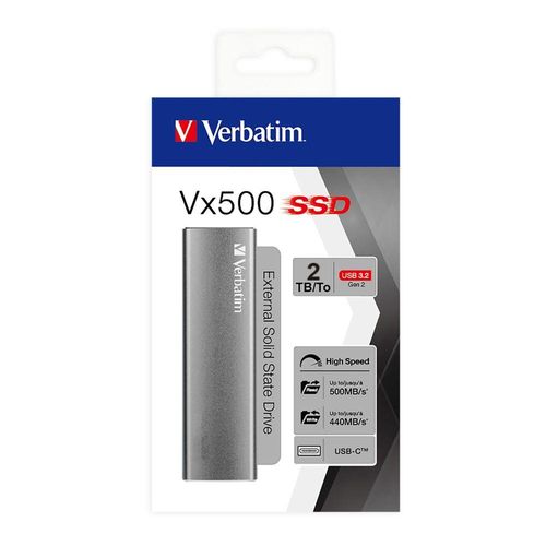 Dysk SSD zewnętrzny Verbatim VX500 2TB USB-C 3.1 aluminium na Arena.pl
