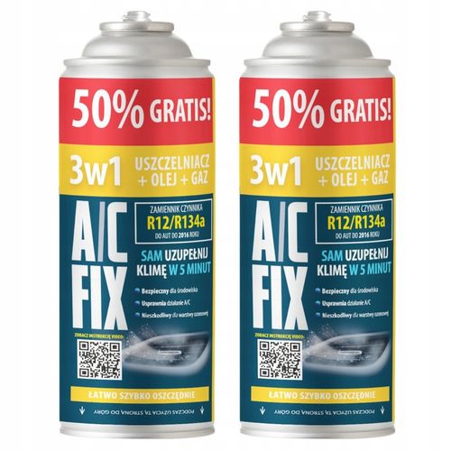 2x AC FIX R134a Gaz Olej Uszczelniacz 3w1 CZYNNIK CHŁODNICZY KLIMATYZACJI na Arena.pl