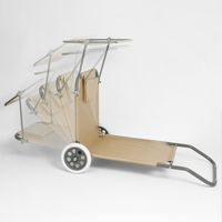 LEŻAK SKŁADANY OGRODOWY WÓZEK NA KÓŁKACH FOTEL PLAŻOWY LEŻANKA Z DASZKIEM