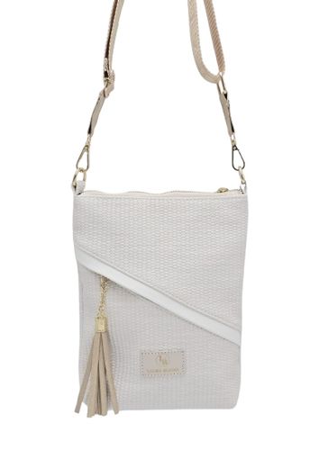Laura Biaggi torebka listonoszka złoty chwost biały struktura płótna 323012 na Arena.pl