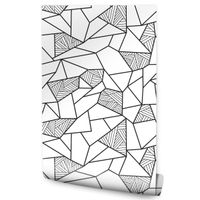 Tapeta Do Salonu Czarno-Biały GEOMETRYCZNY Wzór 3D