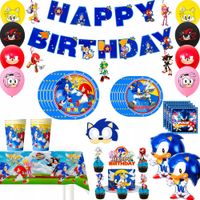 BALON FOLIOWY ZESTAW SONIC BŁYSKAWICA URODZINOWY SONIC TALERZYKI KUBKI