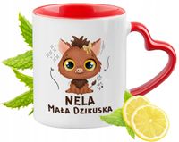 Kubek Czerwony Z Uszkiem W Kształcie Serca Dla Neli Na Prezent